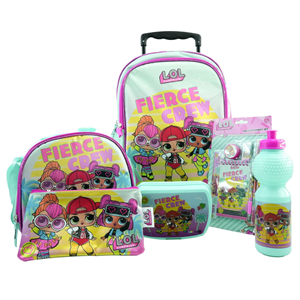 ست 12 در 1 کوله پشتی چرخدار 40 سانتی Fierce Crew مدل Rainbow Max - Backpack - Trolly Bag - Promotion Items 12 in 1 - Fierce Crew _کیف مدرسه